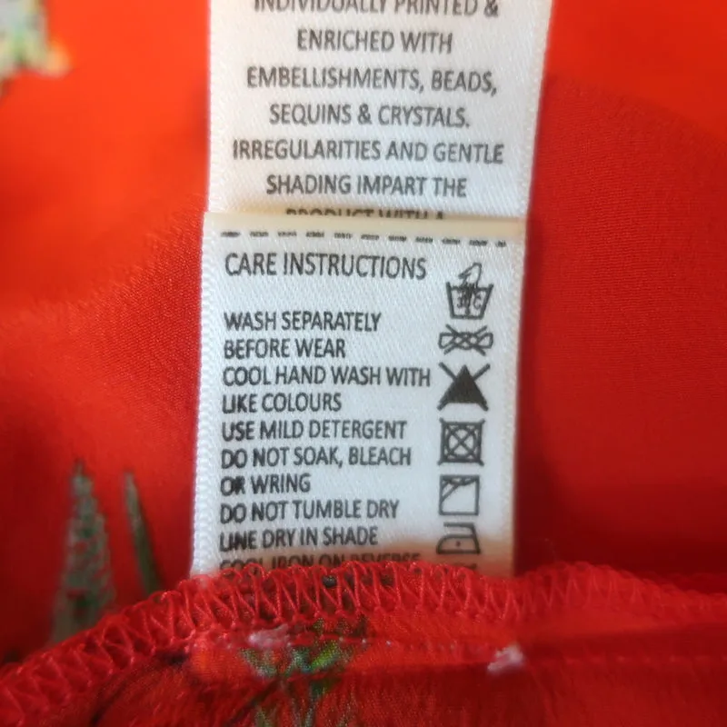 Milla by Camilla Paradise Circus Handkerchief Hem Midi Dress Red Silk Size Small