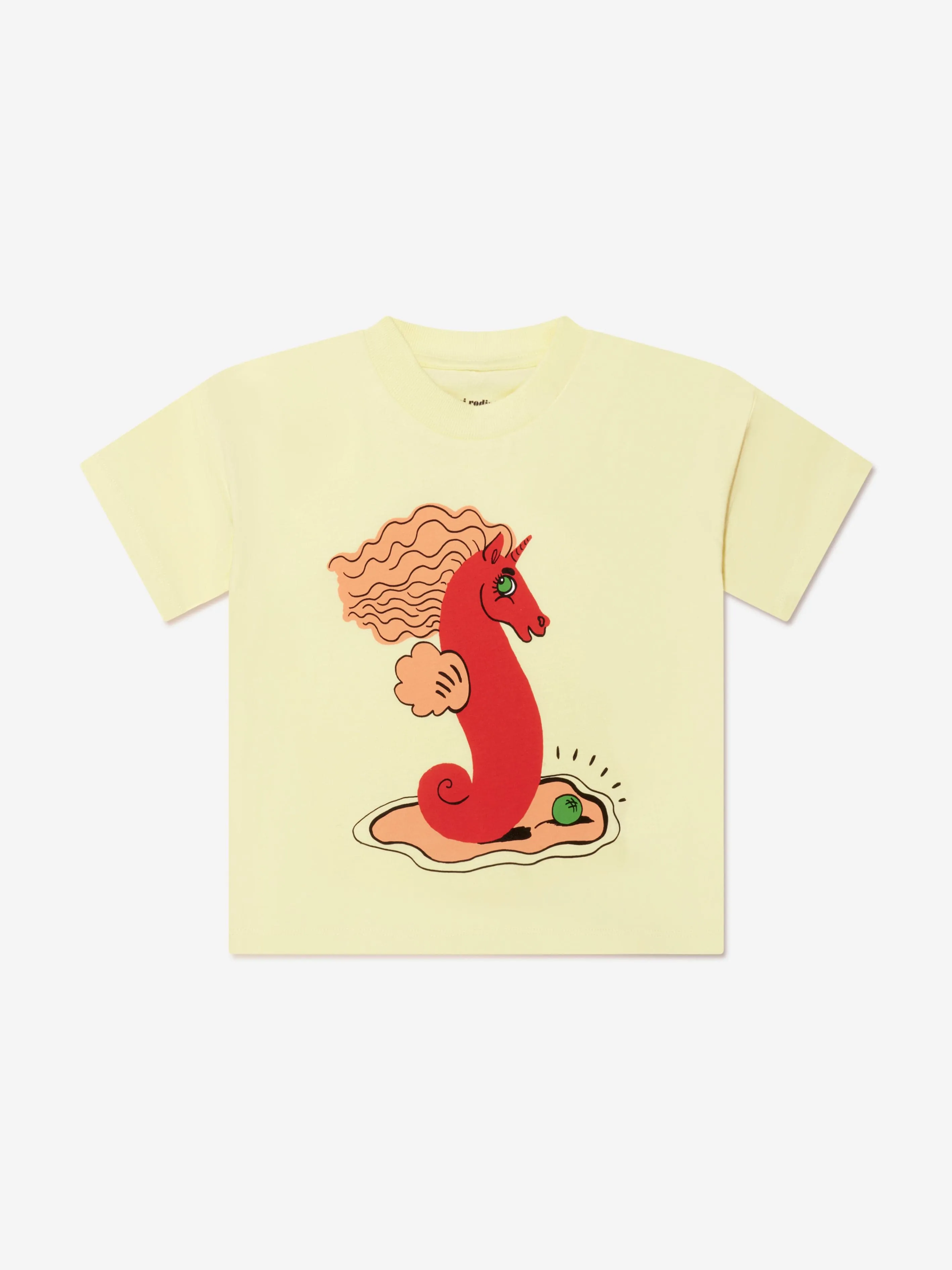 Mini Rodini Kids Unicorn Seahorse T-Shirt in Yellow