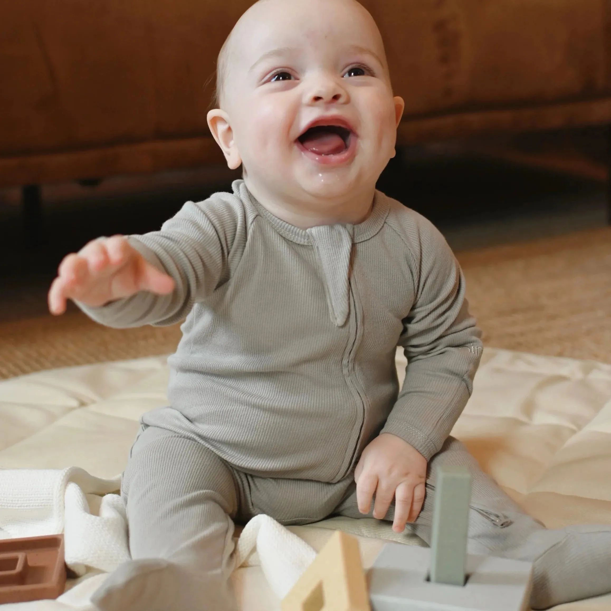 MINIKA Zipper Footed Pajamas - Cream