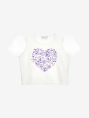 Monnalisa Girls Heart T-Shirt Ivory