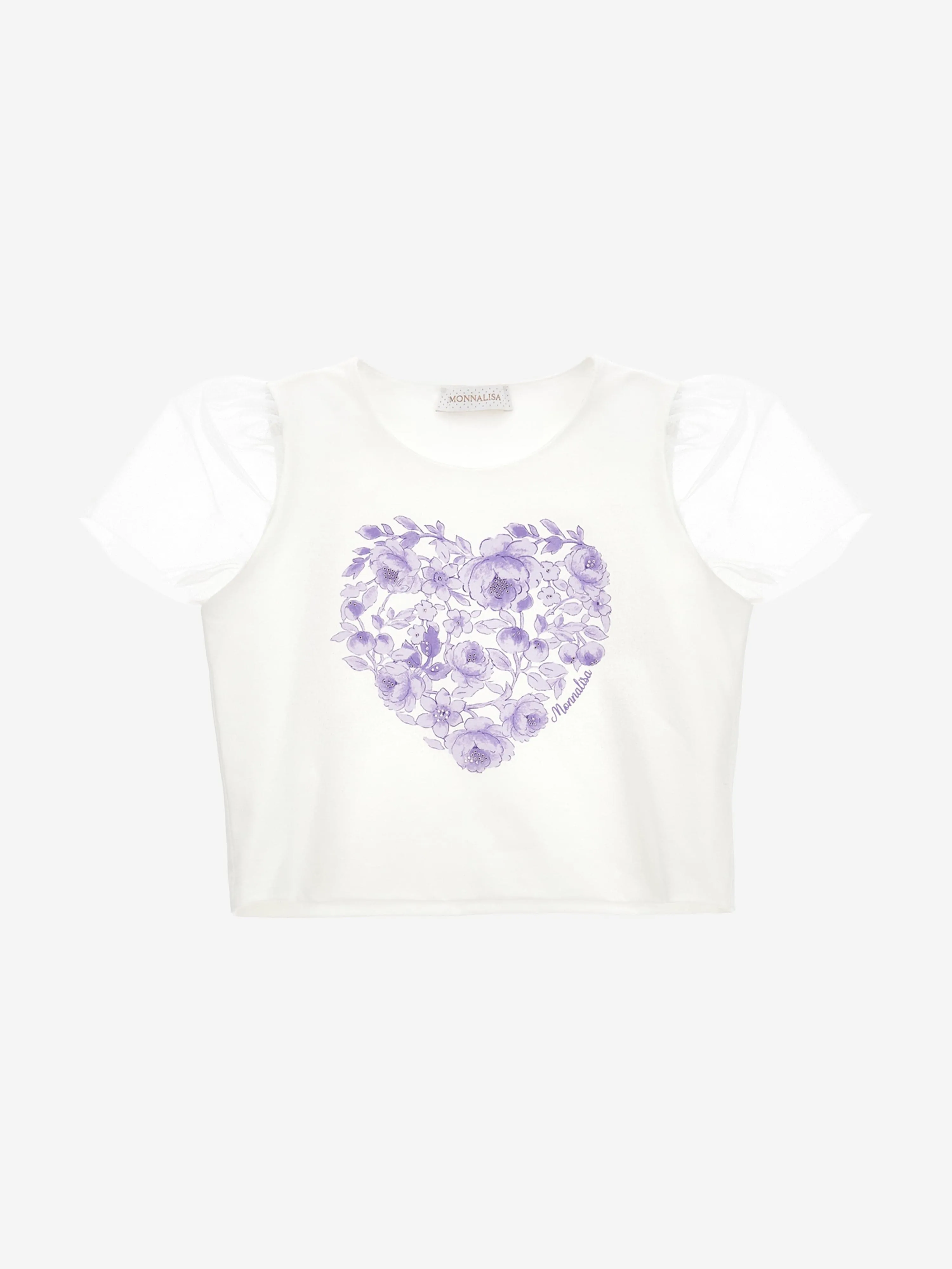 Monnalisa Girls Heart T-Shirt Ivory