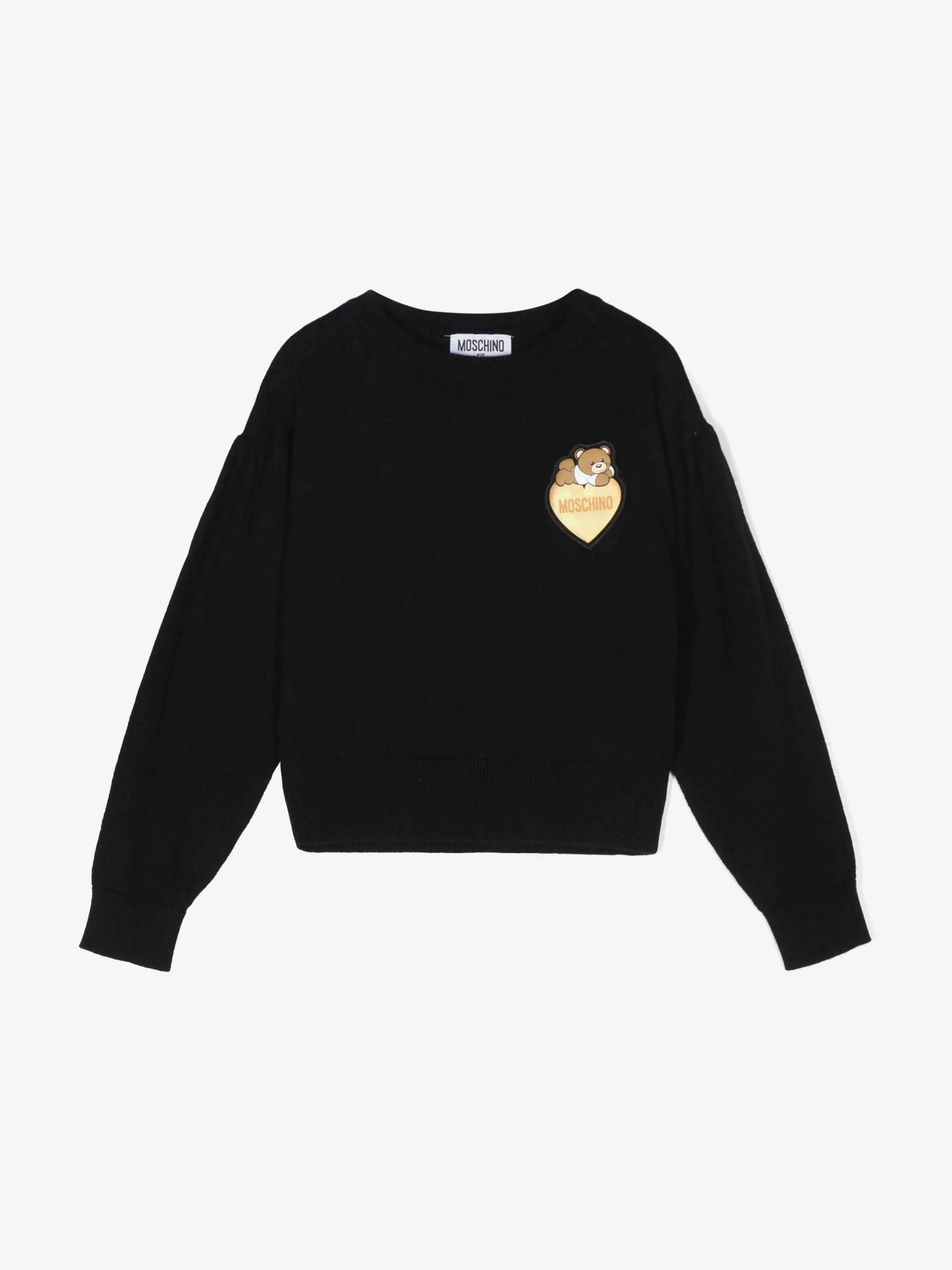 Moschino Girls Bear Heart Logo Jumper in Black