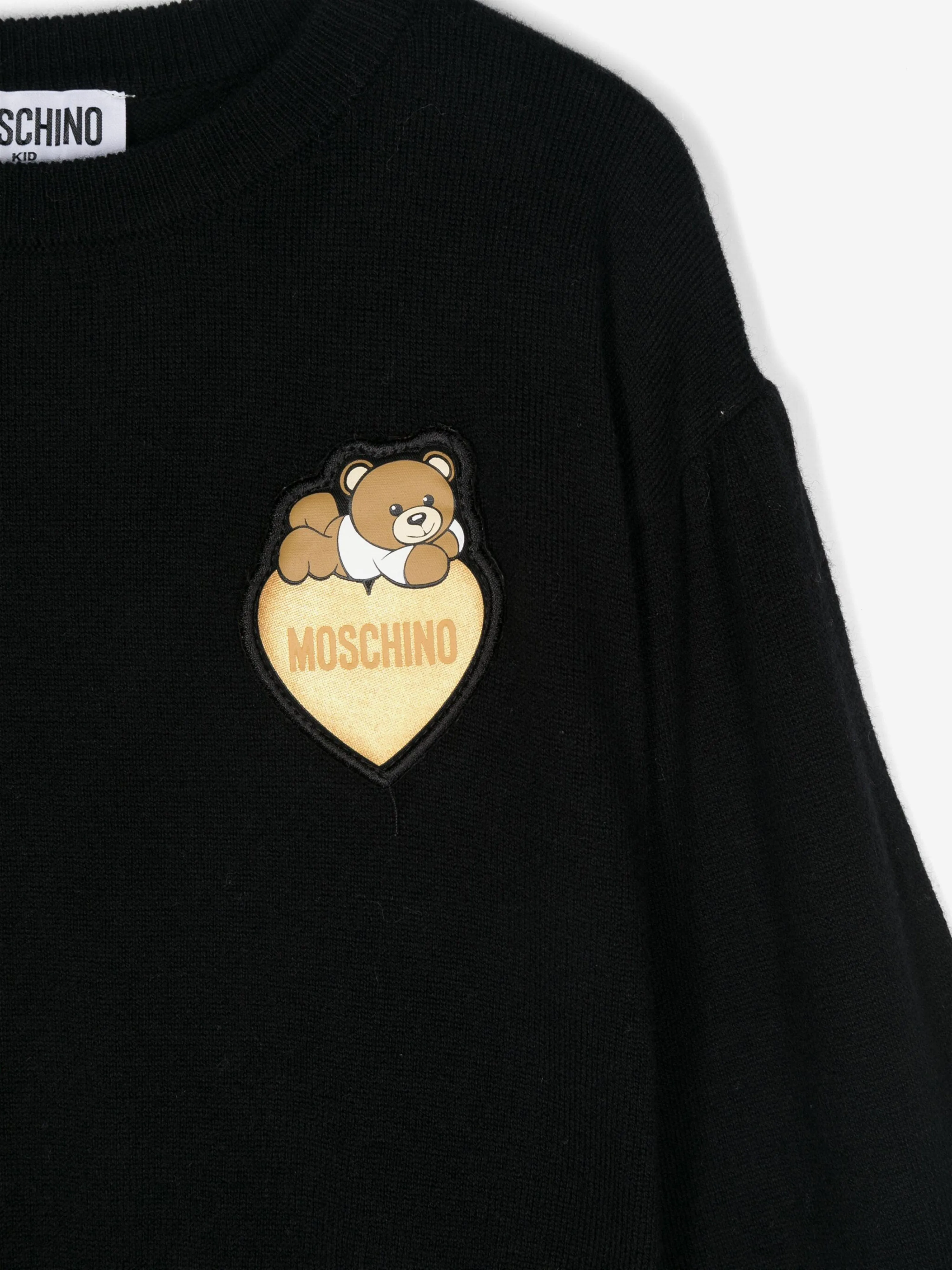 Moschino Girls Bear Heart Logo Jumper in Black