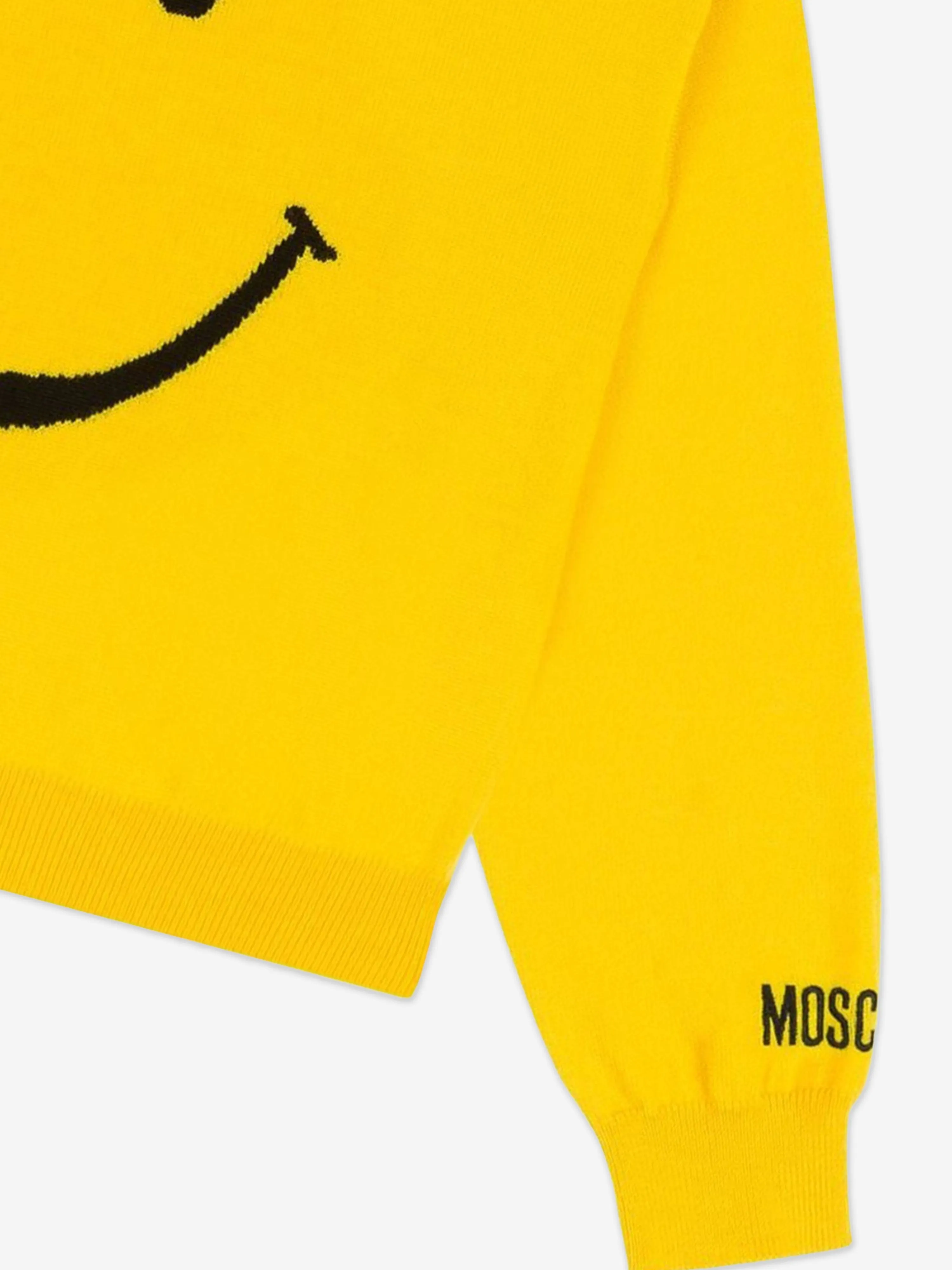Moschino Kids Wool Smiley Face Jumper in Yellow