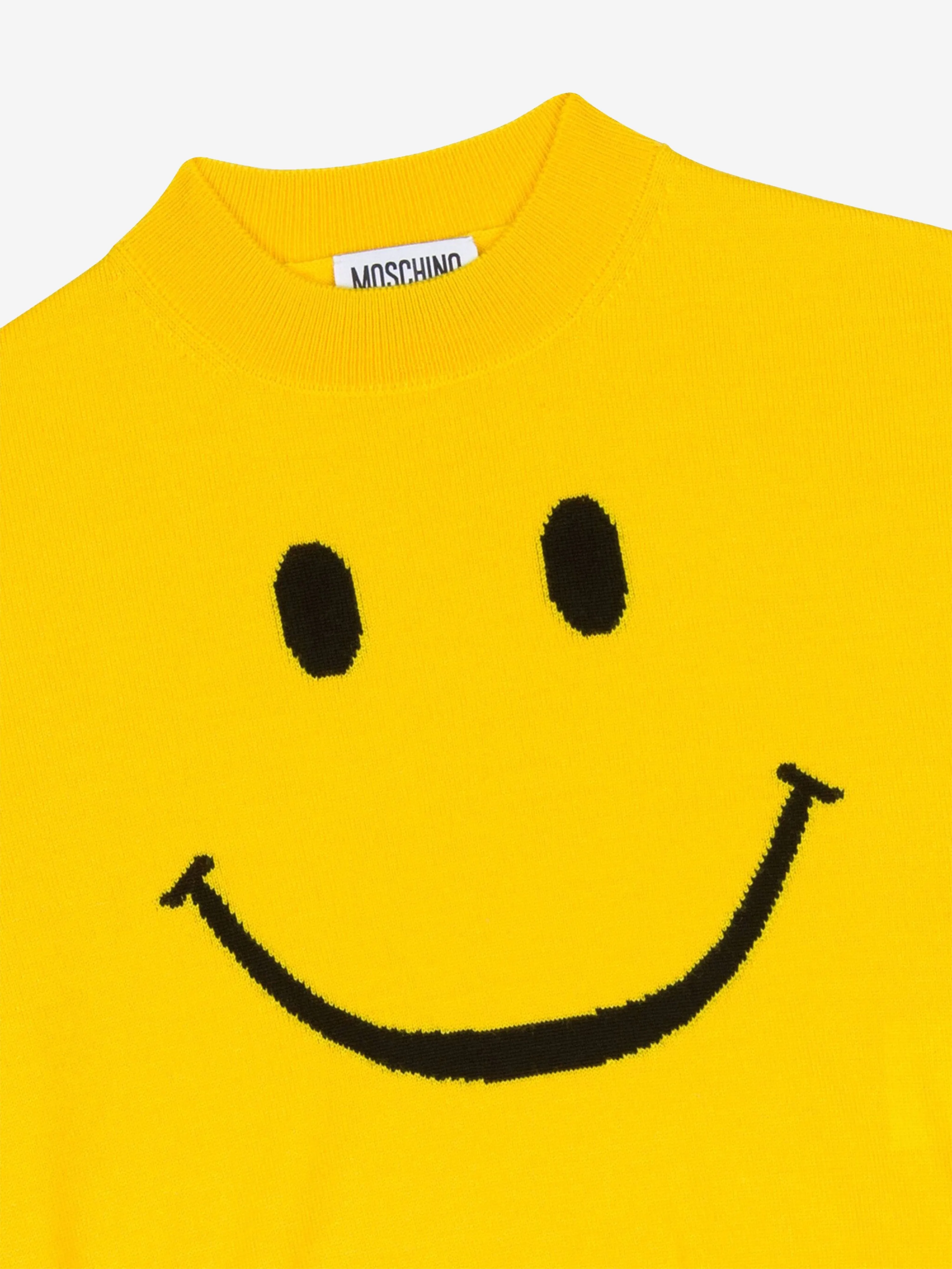 Moschino Kids Wool Smiley Face Jumper in Yellow