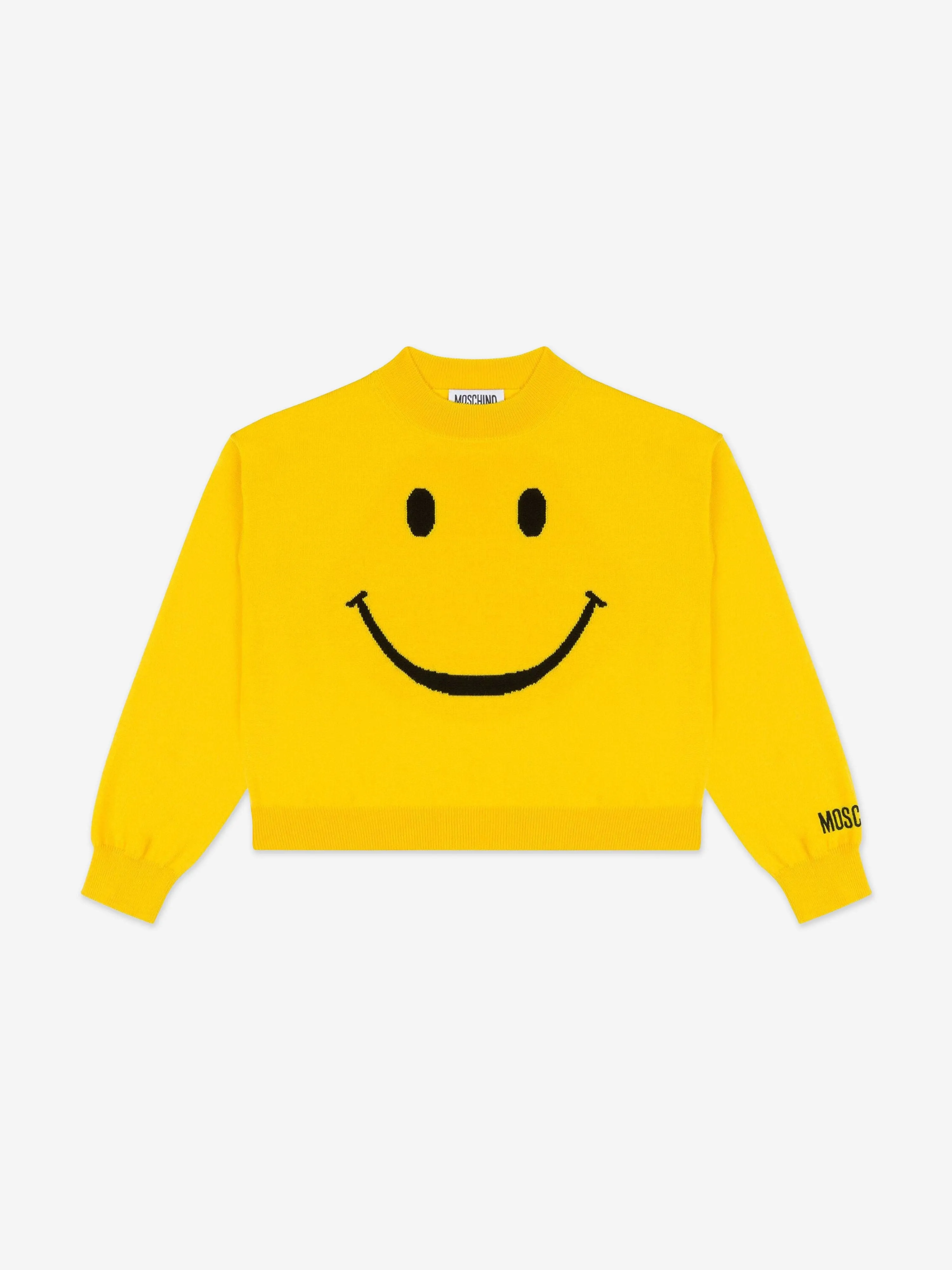 Moschino Kids Wool Smiley Face Jumper in Yellow