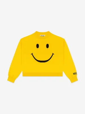 Moschino Kids Wool Smiley Face Jumper in Yellow