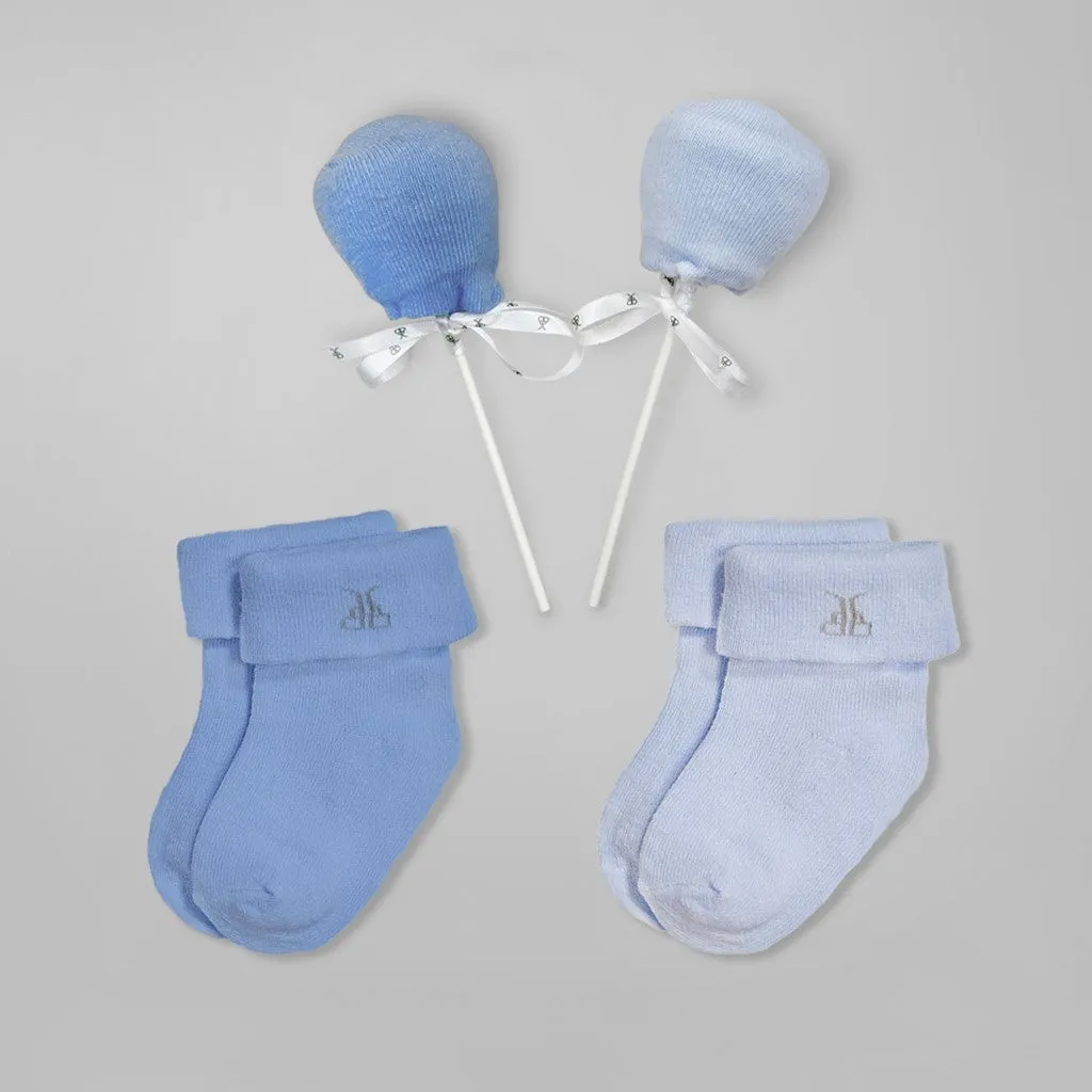 My First Steiff Socks and Blanket New Baby Gift Set, Blue
