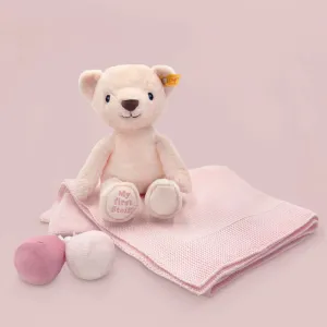 My First Steiff Socks and Blanket New Baby Gift Set, Pink