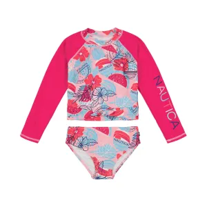 Nautica Girls' Fruit Rash Guard Set (7-16) Dark Acacia Nautica