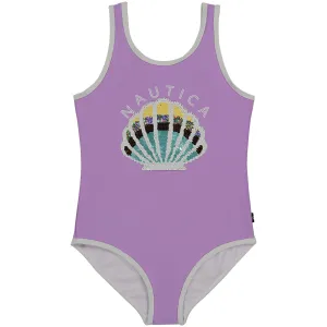 Nautica Girls' Seashell One-Piece (7-16) Guppy Grape Nautica