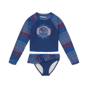 Nautica Girls' Striped Rash Guard Set (7-16) Tropic Wave Nautica