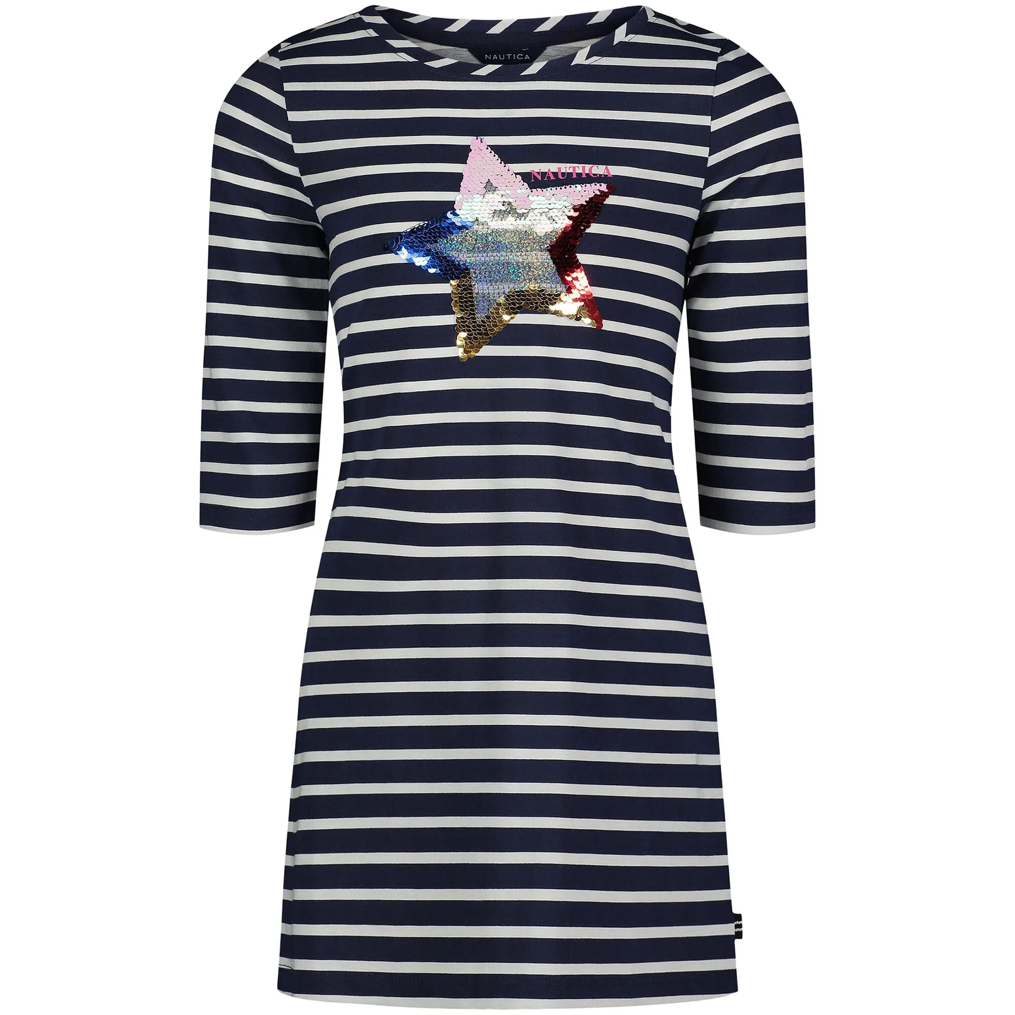 Nautica Girls’ Stripes And Sequins Dress (7-16) Navy Nautica