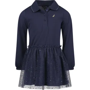 Nautica Girls' Tulle Skirt Polo Dress (7-16) Navy Nautica