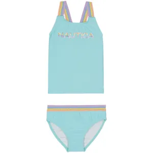Nautica Little Girls' Multicolor Striped Logo And Strap Tankini Star Sapphire Nautica