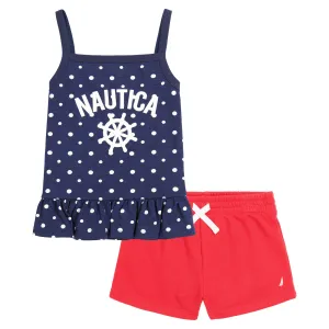 Nautica Toddler Girls' Tank 2Pc Terry Short Set (2T-4T) Antique White Wash Nautica