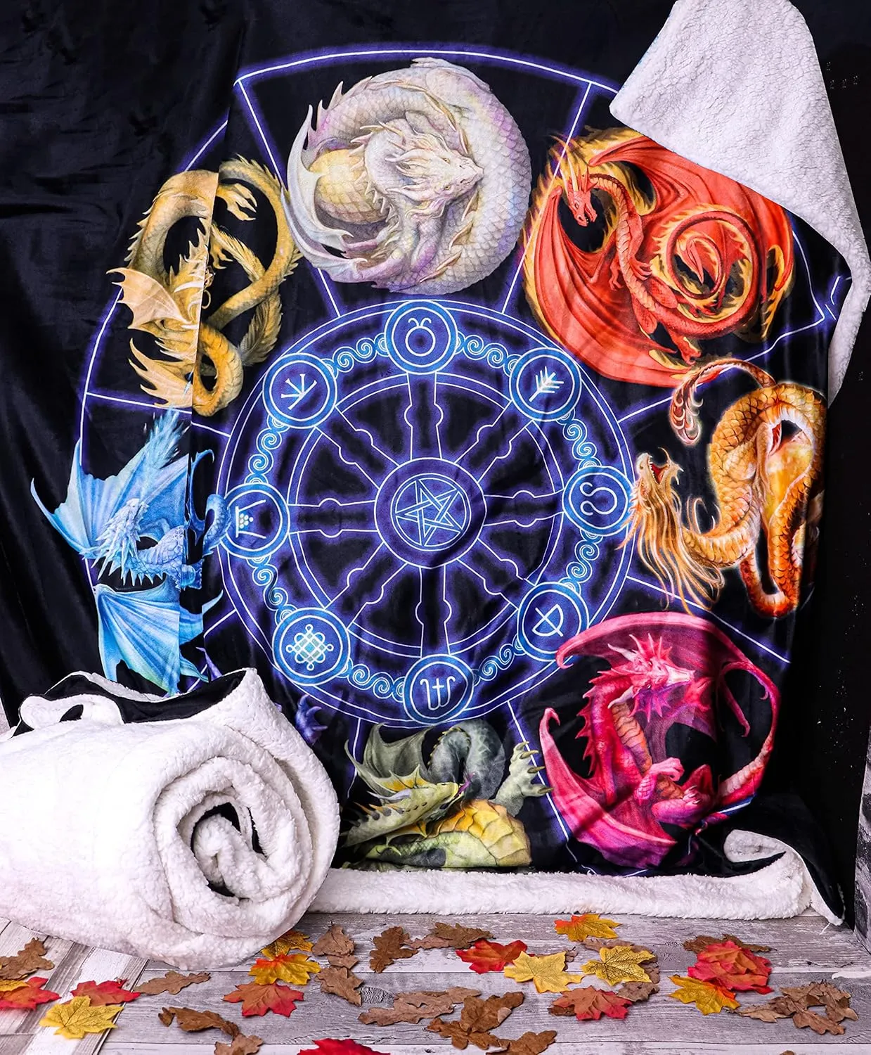 Nemesis Now Decor Nemesis Now Anne Stokes Dragons of The Sabbats Throw, Black, 160cm