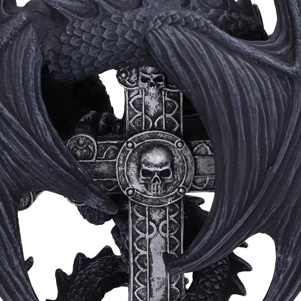 Nemesis Now Decor Nemesis Now Anne Stokes Gothic Guardian Dragon Cross Candle Holder 26.5cm, Black
