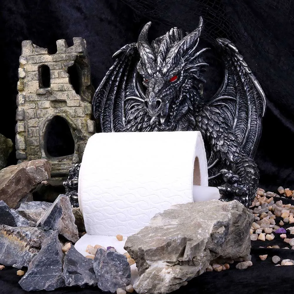 Nemesis Now Decor Nemesis Now B4431M8 Silver Obsidian Toilet Roll Holder