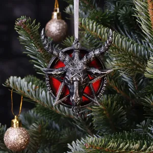 Nemesis Now Decor Nemesis Now Baphomet Head Red Pentagram Hanging Decorative Ornament 9.5cm, Resin