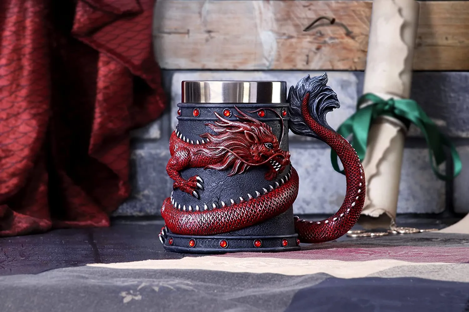 Nemesis Now Decor Nemesis Now Dragon Coil Tankard, Red, 16cm