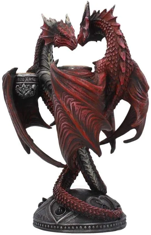 Nemesis Now Decor Nemesis Now Dragon Heart Anne Stokes Valentine's Edition Candle Holder 23cm Red,