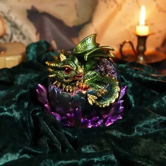 Nemesis Now Decor Nemesis Now Emerald Hatchling Glow Dragonling Green Dragonling Crystal Figurine,