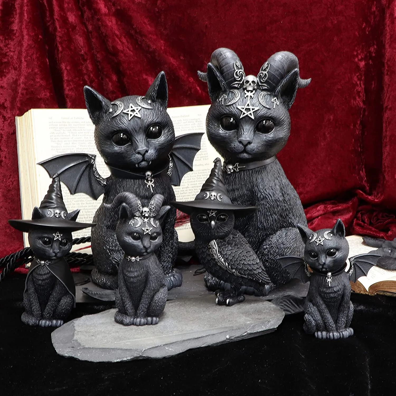 Nemesis Now Decor Nemesis Now Large Malpuss Winged Occult Cat Figurine, Black, 24cm