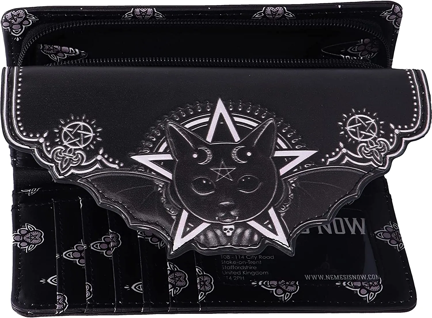Nemesis Now Decor Nemesis Now Malpuss Embossed Purse 18.5cm, Polyurethane, Black