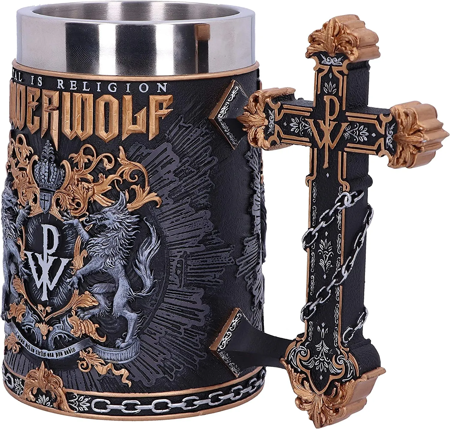 Nemesis Now Decor Nemesis Now Officially Licensed Powerwolf Metal is Religion Rock Band Tankard, Black