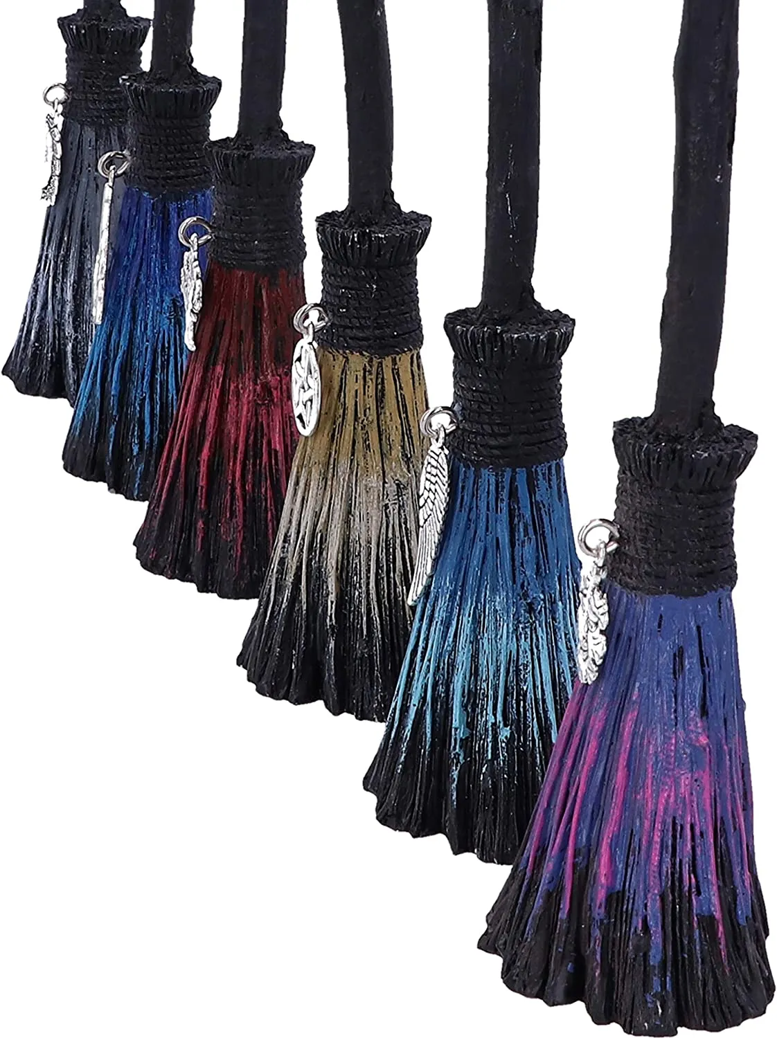 Nemesis Now Decor Nemesis Now Positivity Broomsticks with Silver Charms, 20cm, (Set of 6), Black