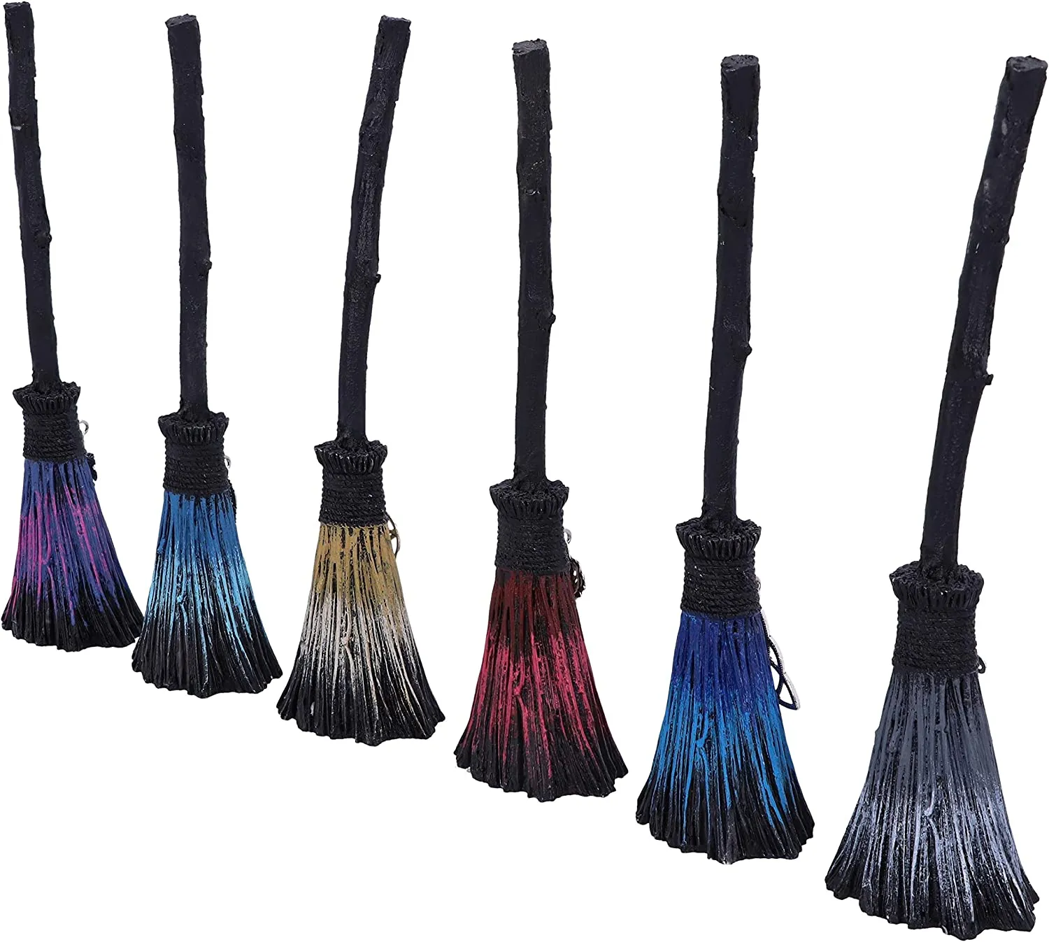 Nemesis Now Decor Nemesis Now Positivity Broomsticks with Silver Charms, 20cm, (Set of 6), Black