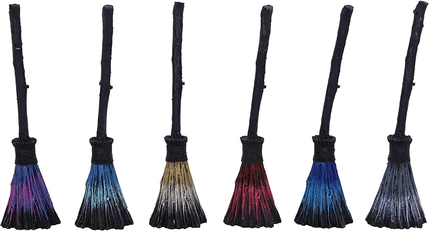 Nemesis Now Decor Nemesis Now Positivity Broomsticks with Silver Charms, 20cm, (Set of 6), Black