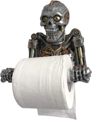 Nemesis Now Decor Nemesis Now Steampunk Humanoid Helper Toilet Roll Holder, Polyresin, Silver, One
