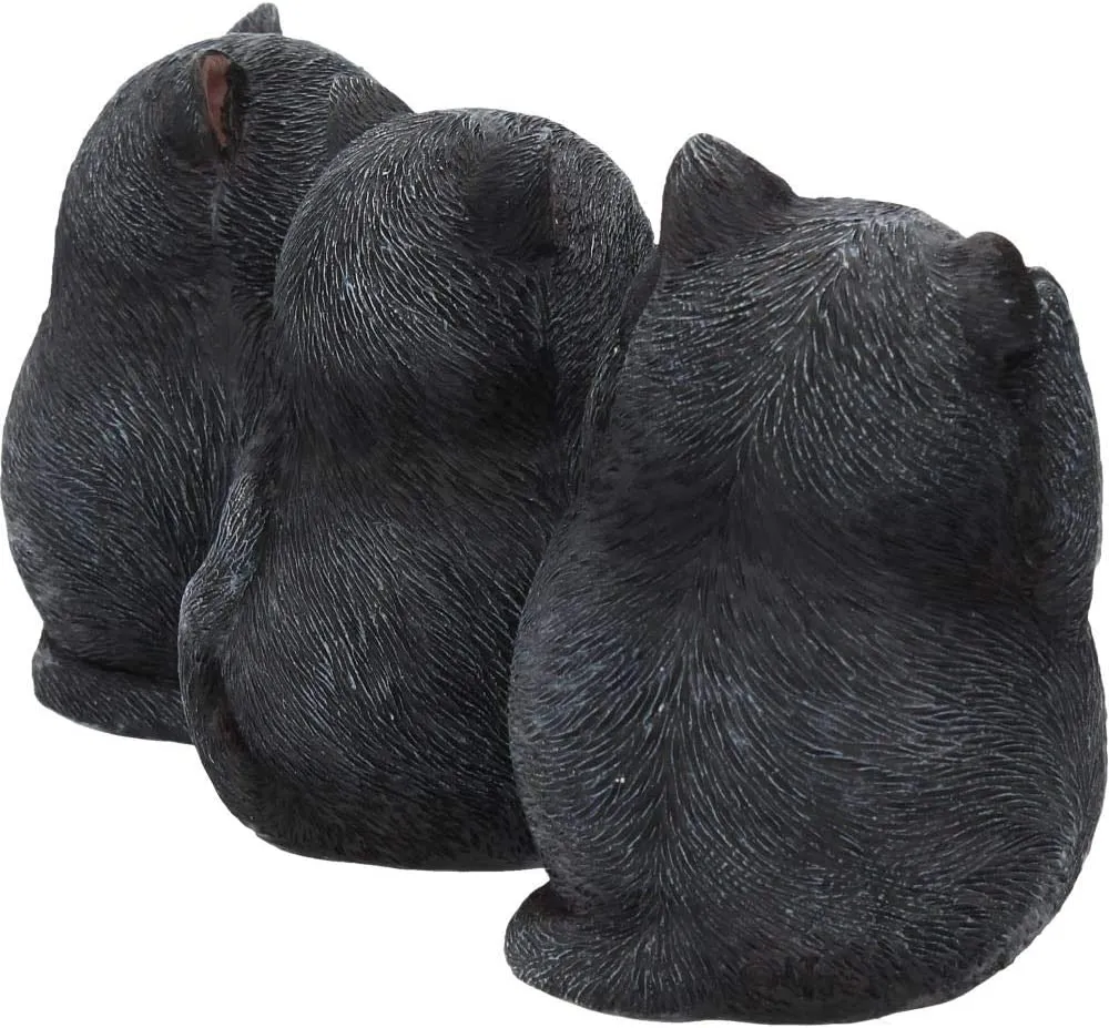 Nemesis Now Decor Nemesis Now Three Wise Fat Cats 8.5cm Figurine, Resin, Black