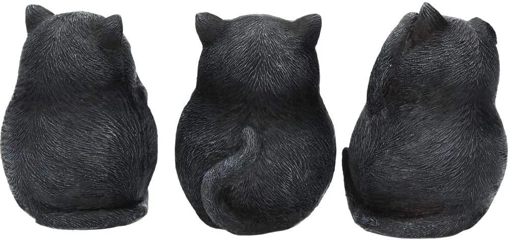 Nemesis Now Decor Nemesis Now Three Wise Fat Cats 8.5cm Figurine, Resin, Black