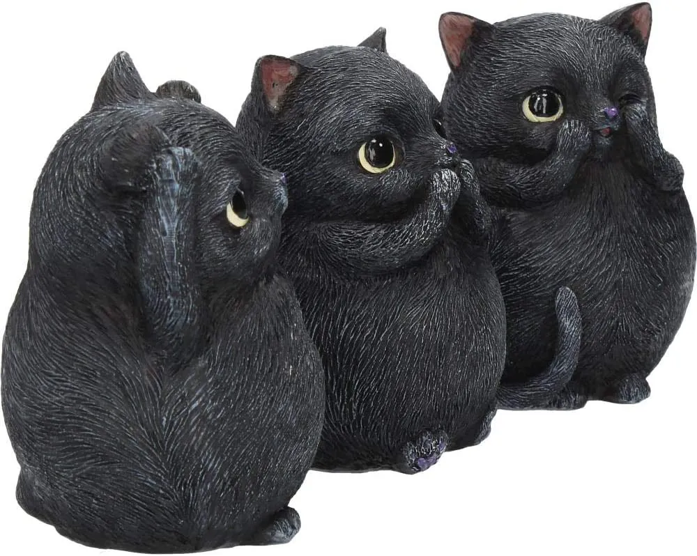 Nemesis Now Decor Nemesis Now Three Wise Fat Cats 8.5cm Figurine, Resin, Black