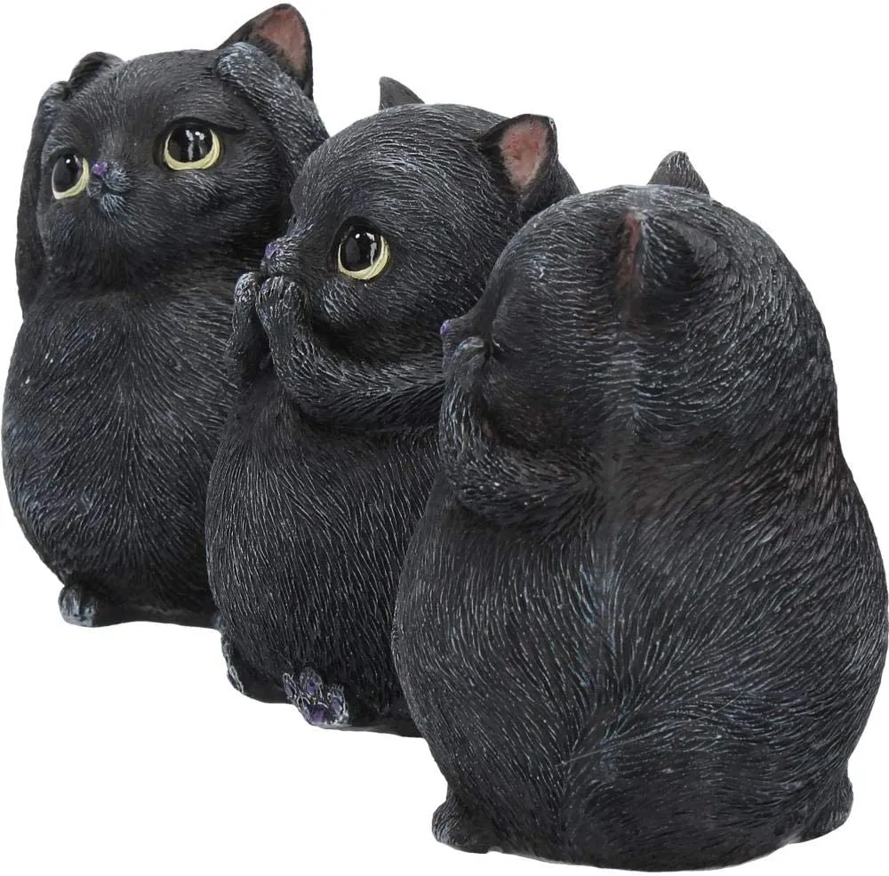 Nemesis Now Decor Nemesis Now Three Wise Fat Cats 8.5cm Figurine, Resin, Black