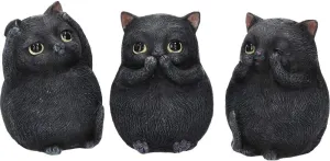 Nemesis Now Decor Nemesis Now Three Wise Fat Cats 8.5cm Figurine, Resin, Black