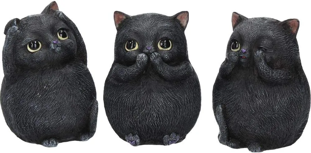 Nemesis Now Decor Nemesis Now Three Wise Fat Cats 8.5cm Figurine, Resin, Black