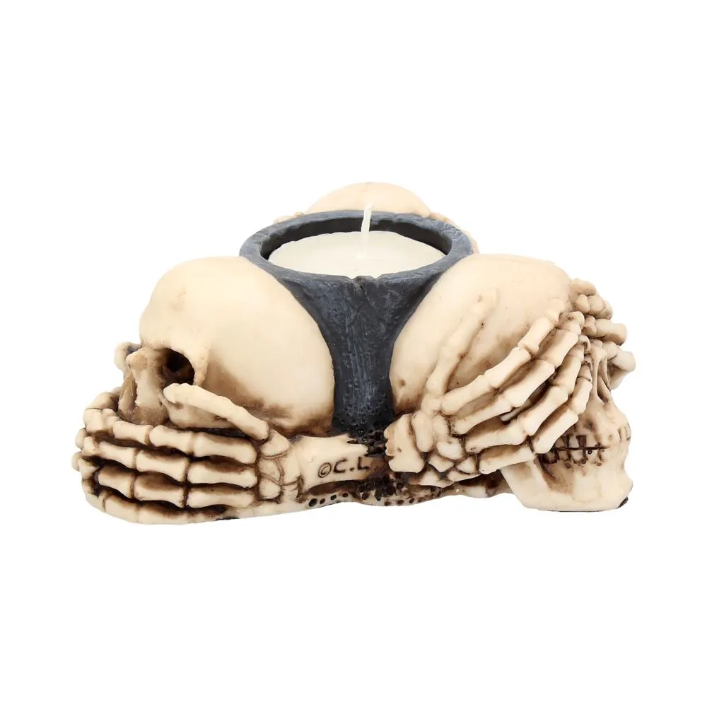Nemesis Now Decor Nemesis Now Three Wise Skulls Tealight Holder 13cm Ivory