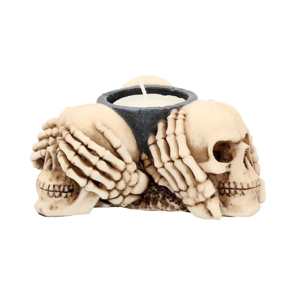 Nemesis Now Decor Nemesis Now Three Wise Skulls Tealight Holder 13cm Ivory