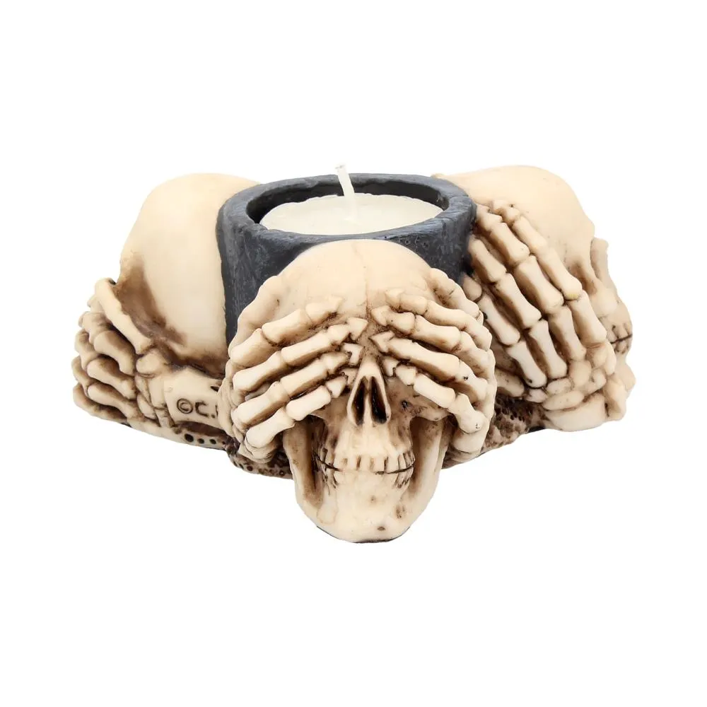 Nemesis Now Decor Nemesis Now Three Wise Skulls Tealight Holder 13cm Ivory