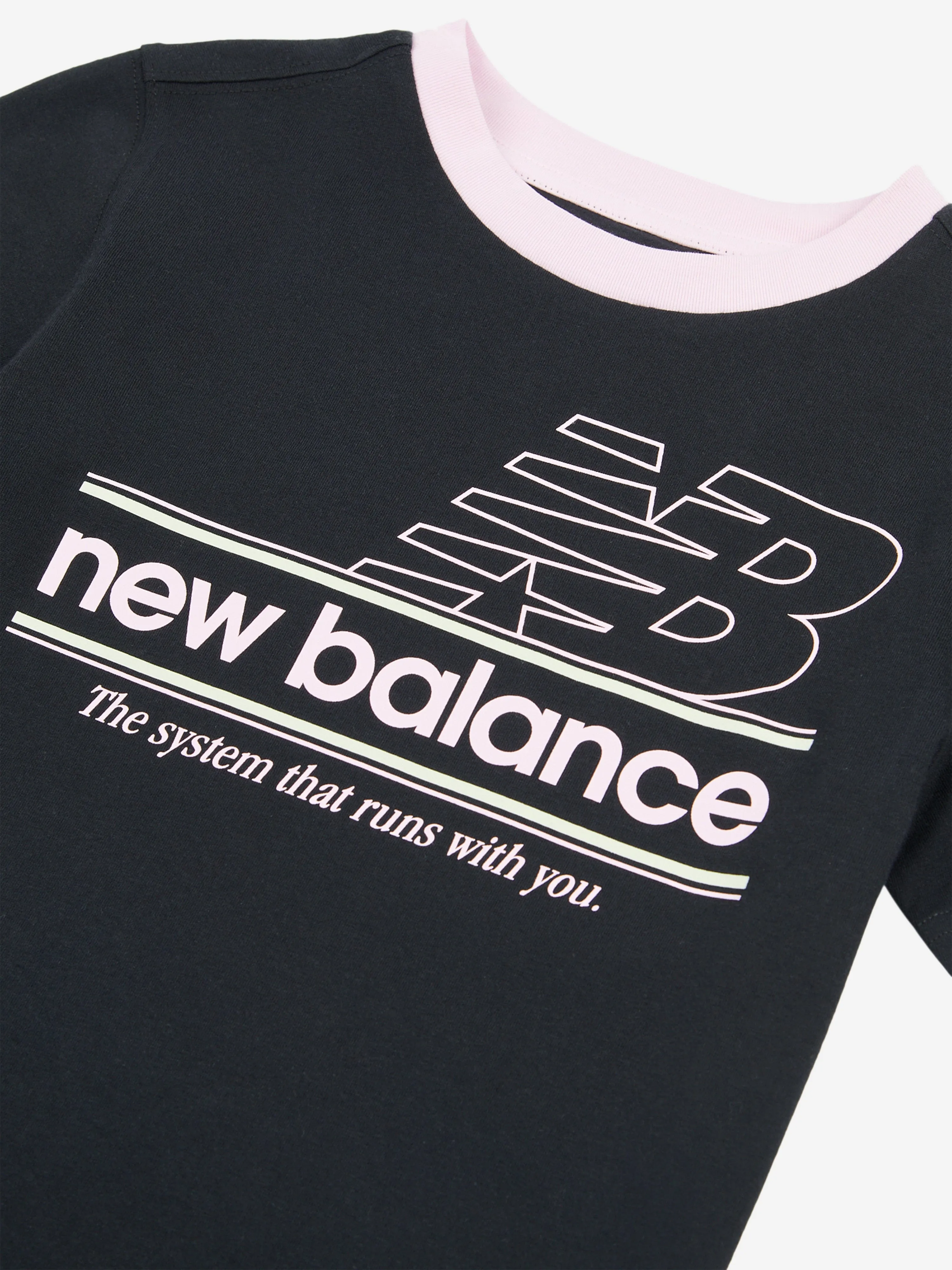 New Balance Girls Systems Graphic T-Shirt in Black