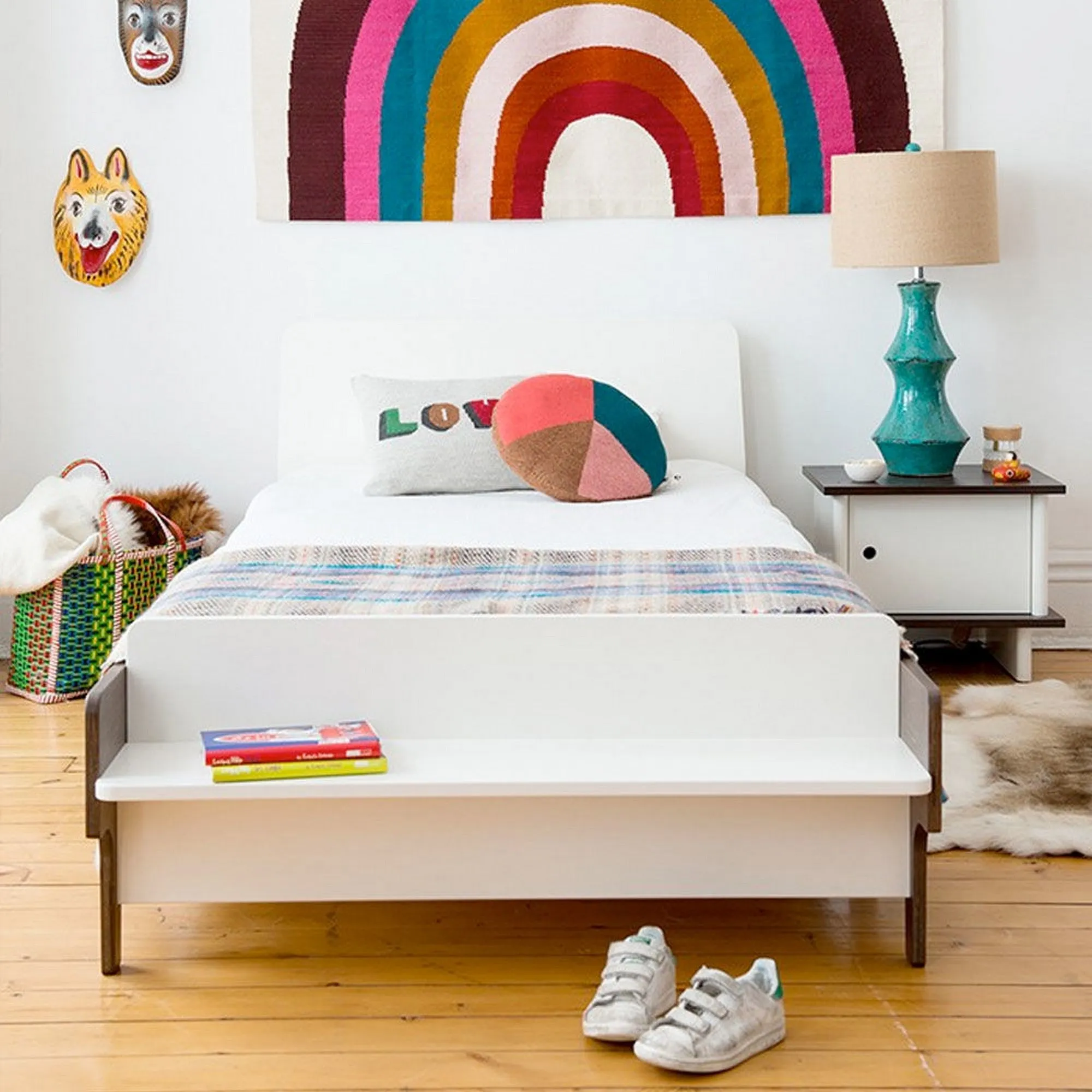 OEUF River Twin Bed - White/Birch