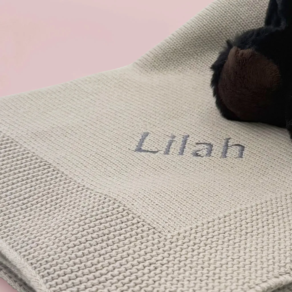 Parker Panda Soft Toy with Personalised Knitted Blanket, Grey