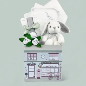 Personalised Baby Gift Set with Little Grey Bunny