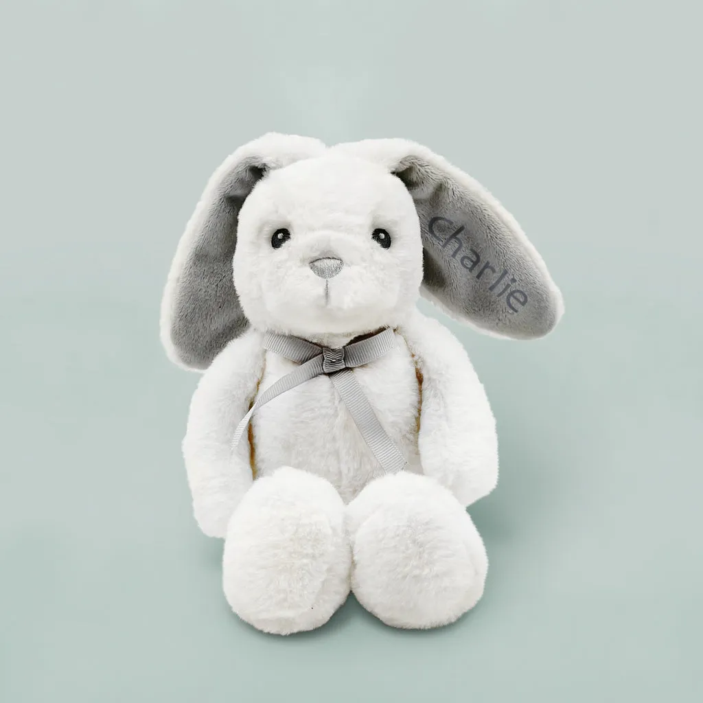 Personalised Baby Gift Set with Little Grey Bunny
