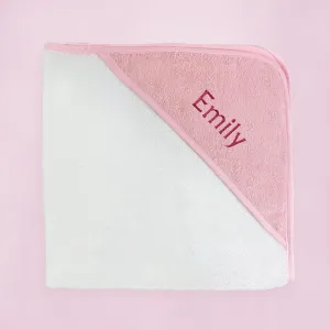 Personalised Baby Hooded Towel, Pink