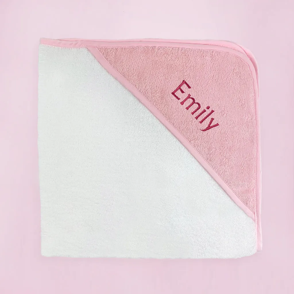 Personalised Baby Hooded Towel, Pink